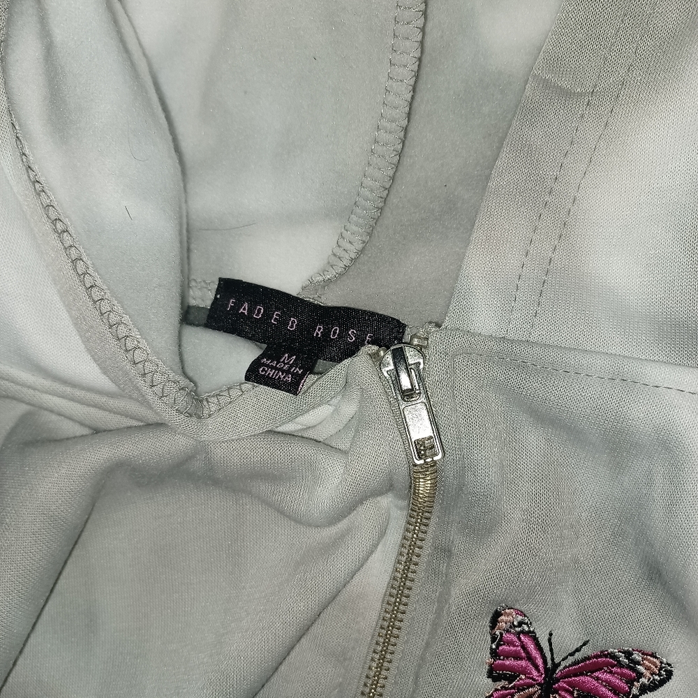 Smokey grey small crop zip-up jacket